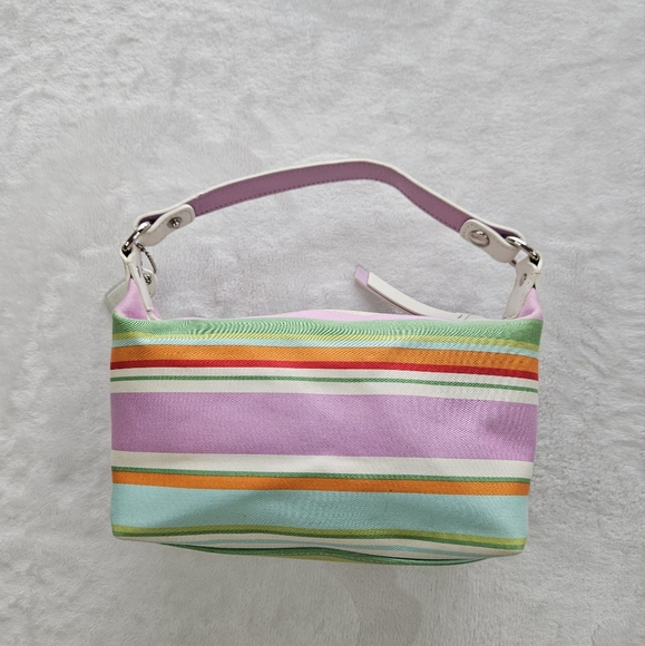 Vintage COACH Hampton's Multicolored Stripe Mini Bag Purse Y2K Millenium - Picture 4 of 11